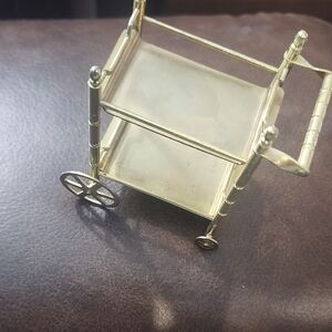Elegant Vintage Brass Serving Cart Miniature Cart